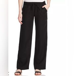 Allen Allen Black Linen Wide Leg Drawstring Lounge Pants Women's Size 1X